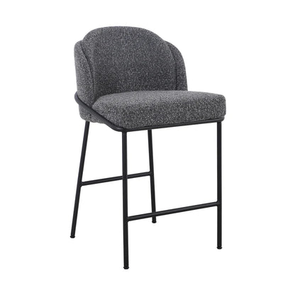 Stellar 65cm Bar Stool - Anthracite Grey Boucle (Set of 2) - House of Hyne