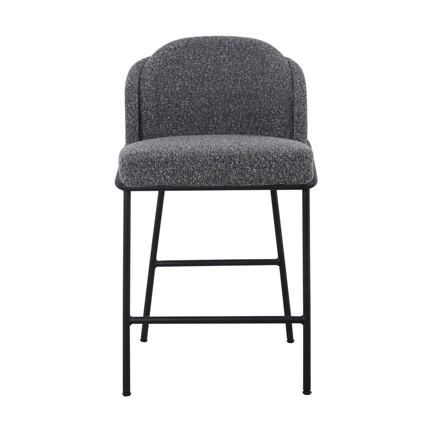 Stellar 65cm Bar Stool - Anthracite Grey Boucle (Set of 2) - House of Hyne