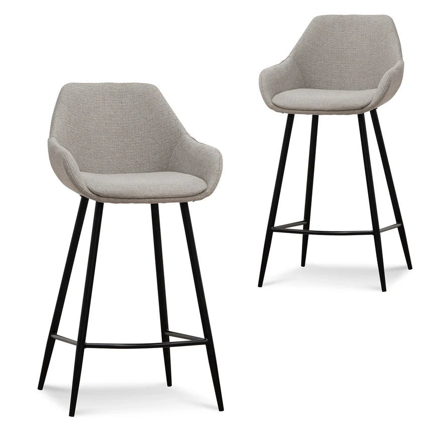 Stellarian 68cm Fabric Bar Stool - Beige - (Set of 2) - House of Hyne