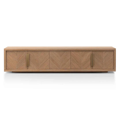 Glorak 2.23m Entertainment TV Unit - Dusty Oak with Gold Handle-houseofhyne