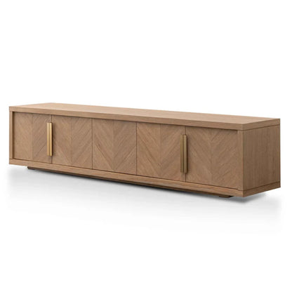 Glorak 2.23m Entertainment TV Unit - Dusty Oak with Gold Handle-houseofhyne