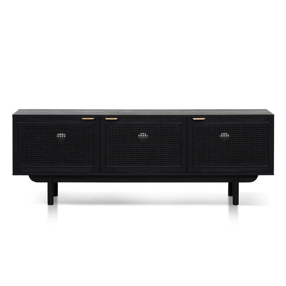 Tzorg 1.7m ELM Black Entertainment TV - Natural Rattan Door-houseofhyne