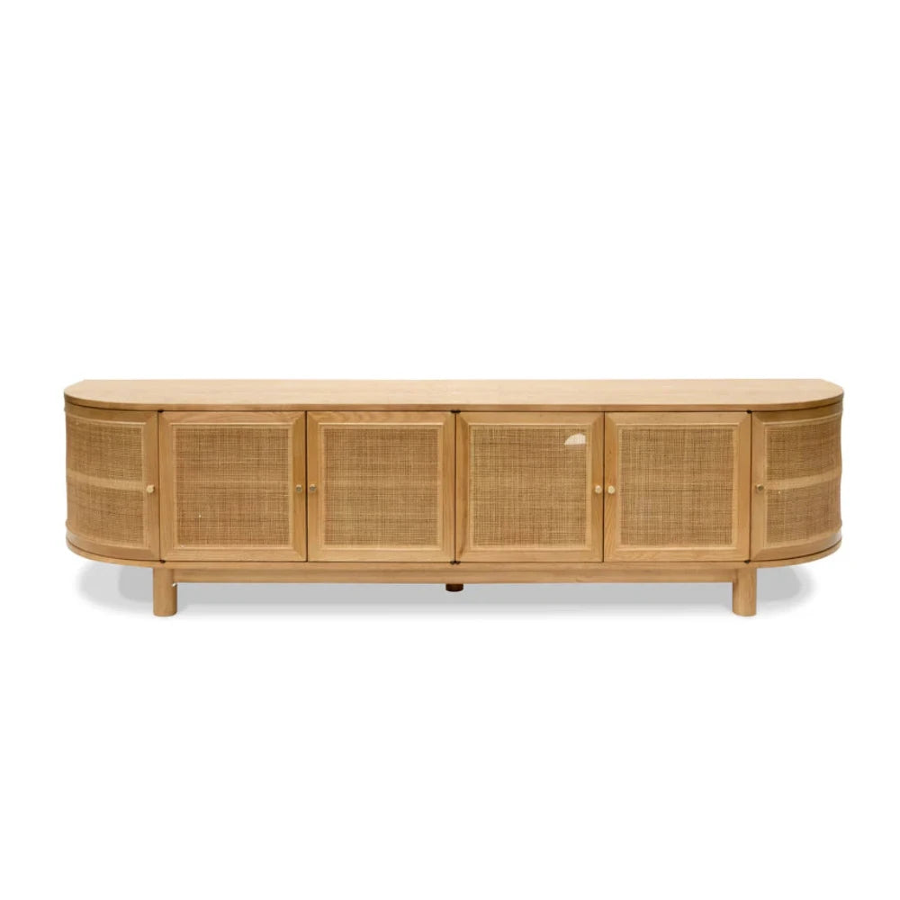 Zylox 2.2m Rattan Doors TV Entertainment Unit - Natural-houseofhyne