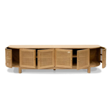 Zylox 2.2m Rattan Doors TV Entertainment Unit - Natural-houseofhyne