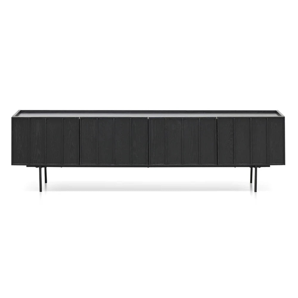 Ylzor 2m Wooden TV Entertainment Unit - Full Black-houseofhyne