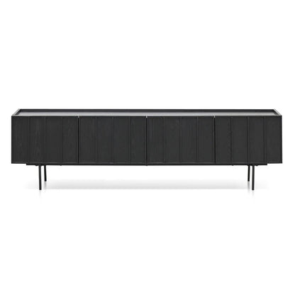 Ylzor 2m Wooden TV Entertainment Unit - Full Black-houseofhyne