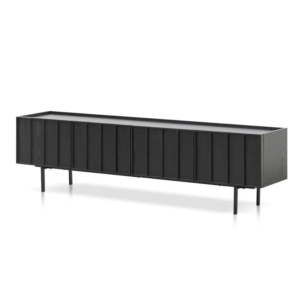 Ylzor 2m Wooden TV Entertainment Unit - Full Black-houseofhyne