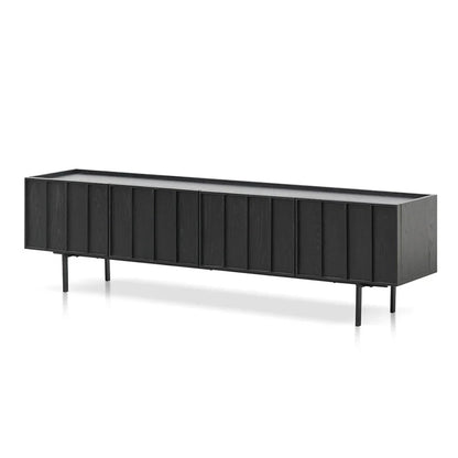 Ylzor 2m Wooden TV Entertainment Unit - Full Black-houseofhyne