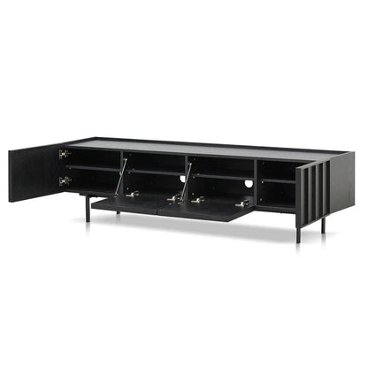 Ylzor 2m Wooden TV Entertainment Unit - Full Black-houseofhyne