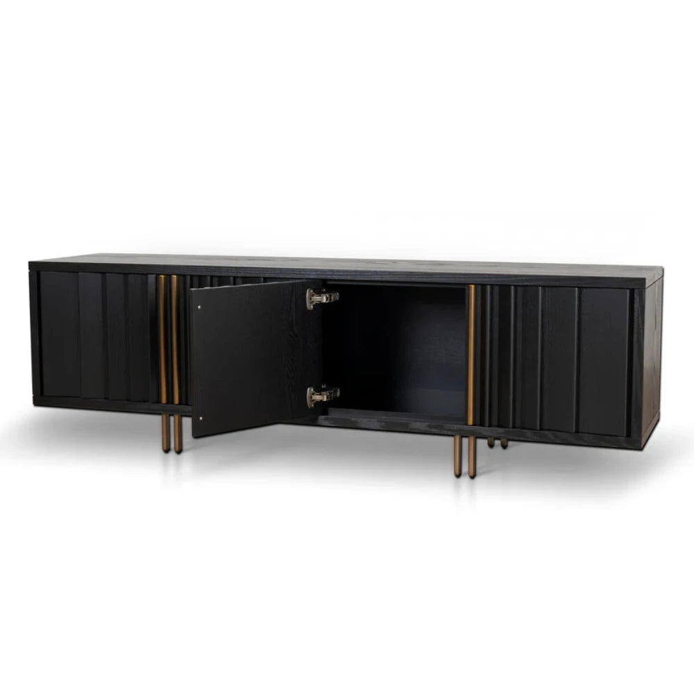 Gryvorn 2m TV Entertainment Unit - Textured Espresso Black-houseofhyne