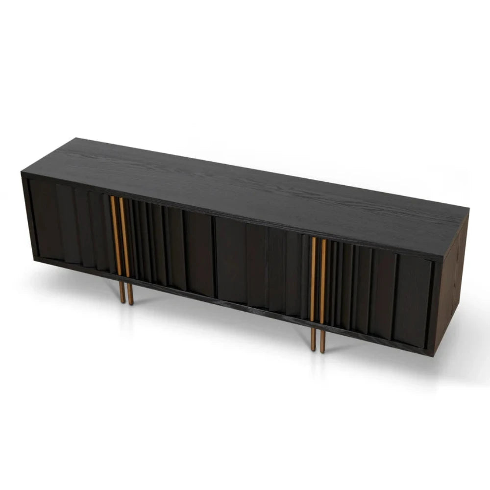 Gryvorn 2m TV Entertainment Unit - Textured Espresso Black-houseofhyne