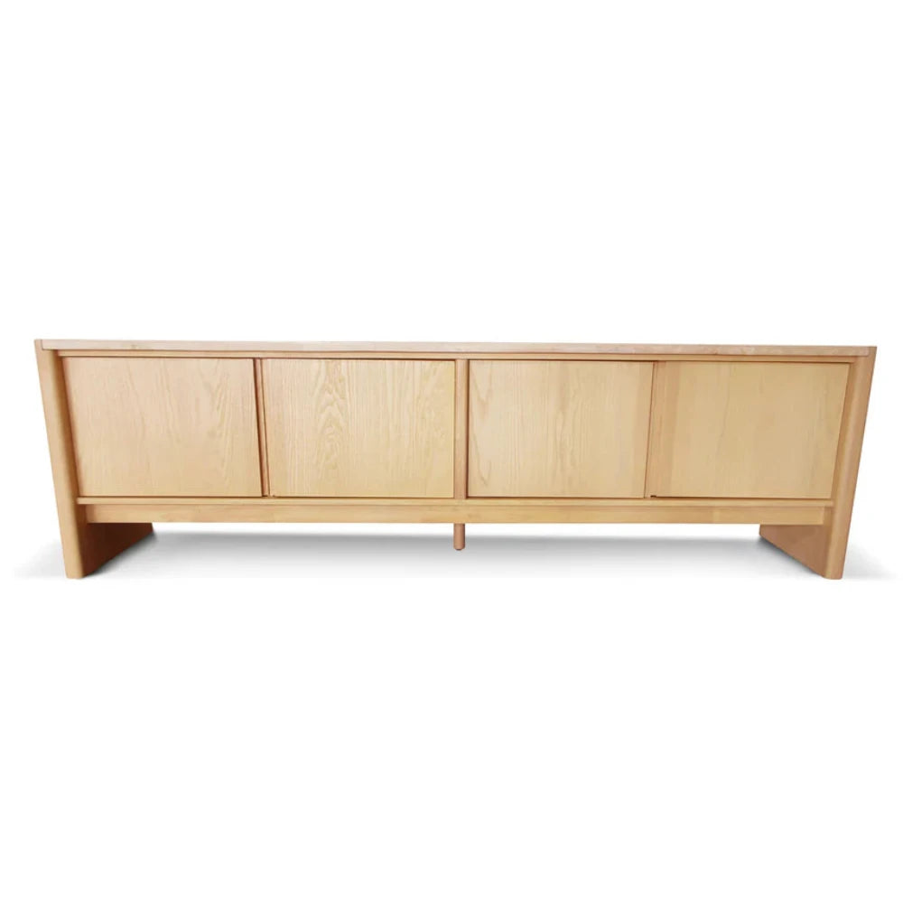 Kraylox 2.1m Travertine Top TV Entertainment Unit - Creme Ash-houseofhyne