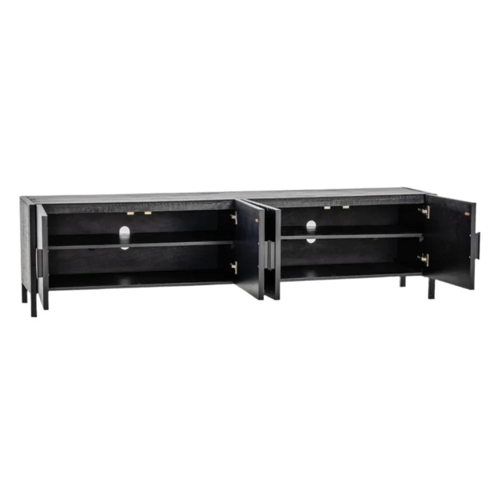 Qylar 2.1m Wooden TV Entertainment Unit - Black-houseofhyne