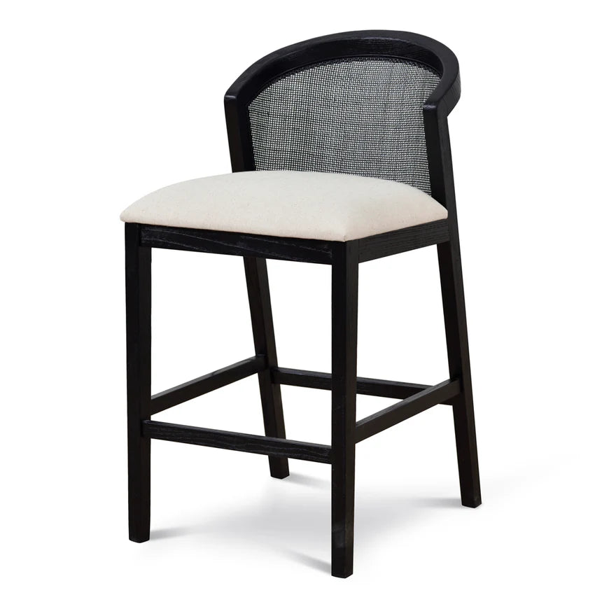 Thalvox Black Elm Barstool - Light Beige - House of Hyne