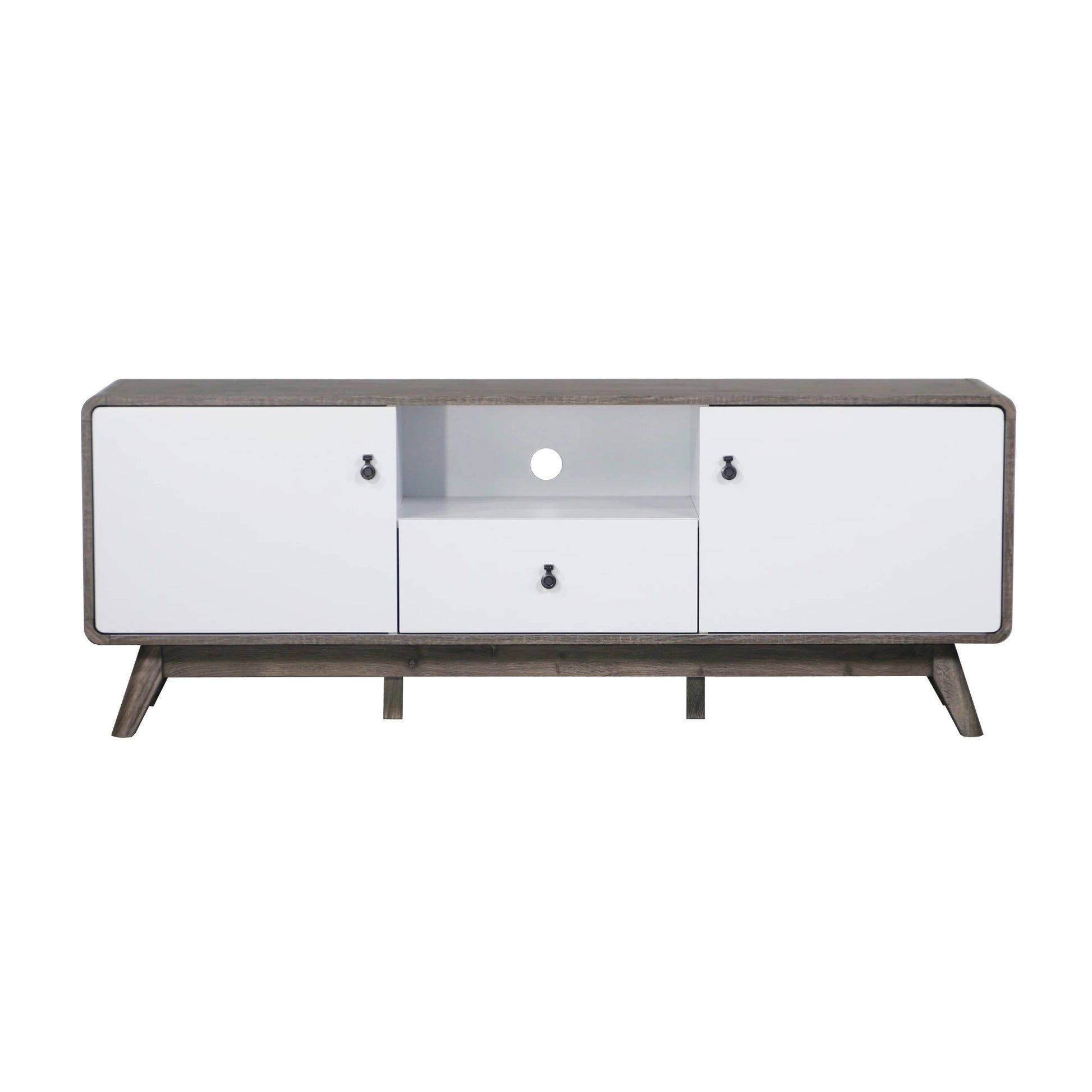 Thrynn Hendy TV Unit in Gray Oak and White - House of Hyne