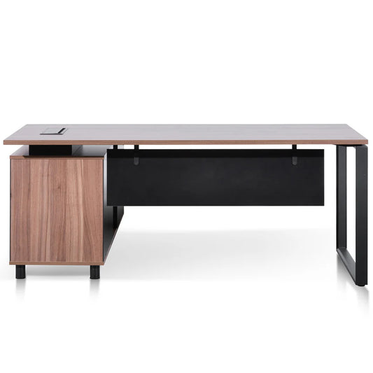 Thyrax 1.8m Executive Desk Right Return with Black Legs - Walnut - House of Hyne