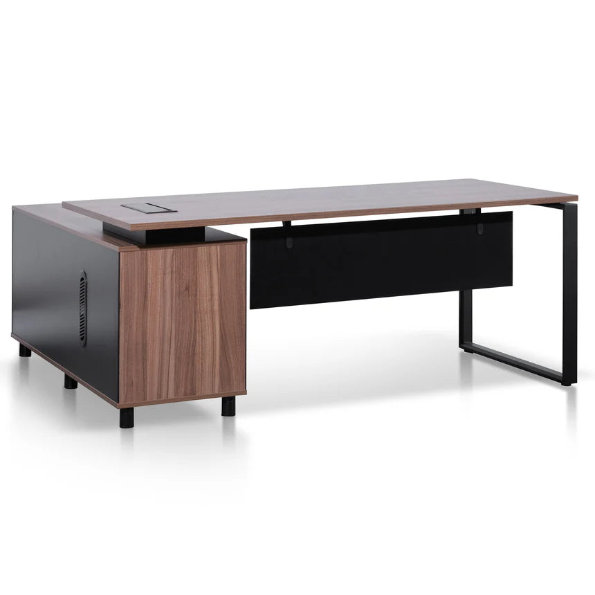 Thyrax 1.8m Executive Desk Right Return with Black Legs - Walnut - House of Hyne