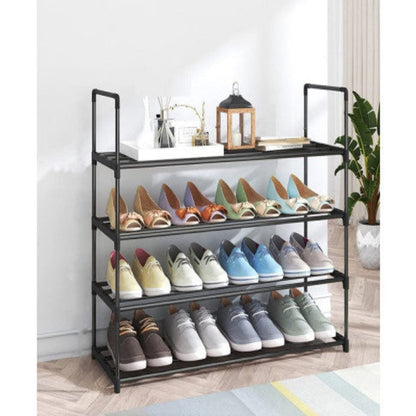 4-Tier Stainless Steel Shoe Rack Storage Organizer to Hold up to 20 Pairs of Shoes (80cm, Black) 1