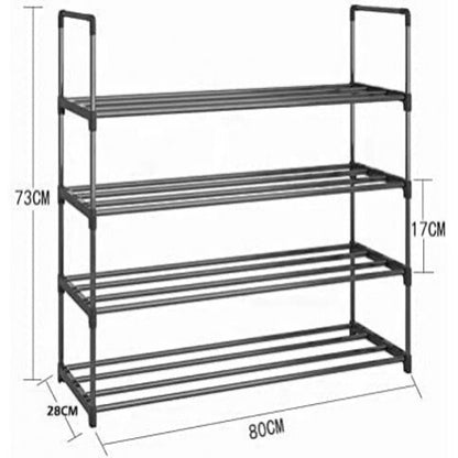 4-Tier Stainless Steel Shoe Rack Storage Organizer to Hold up to 20 Pairs of Shoes (80cm, Black) 2