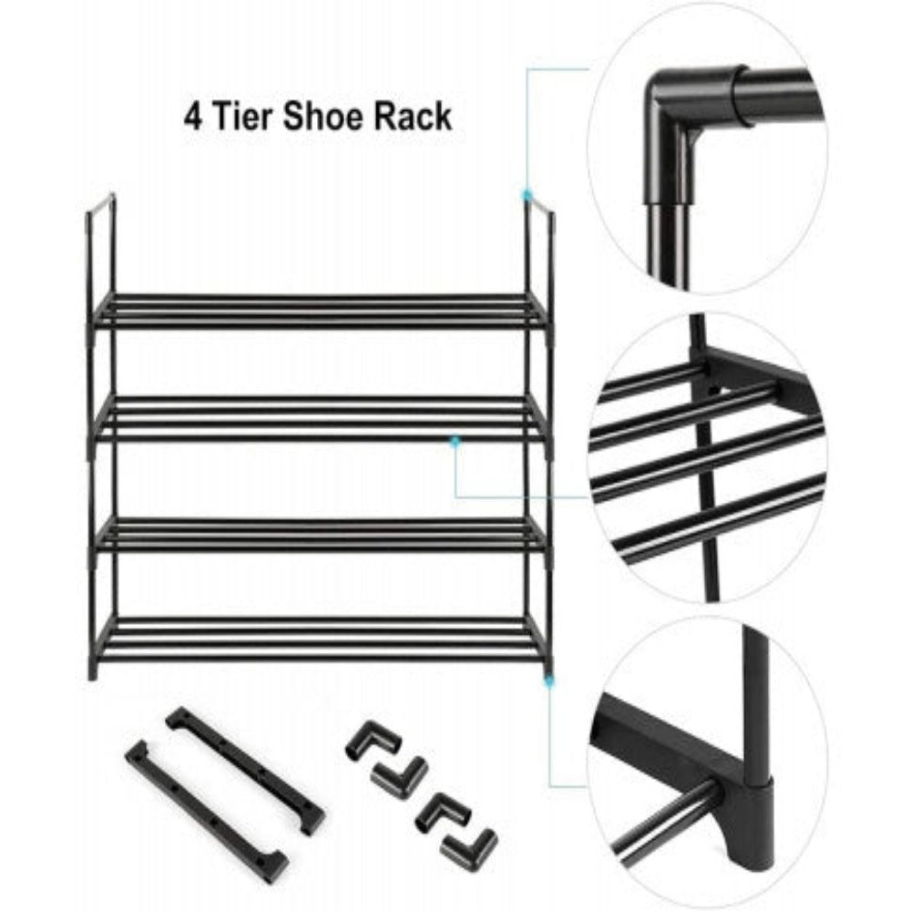 4-Tier Stainless Steel Shoe Rack Storage Organizer to Hold up to 20 Pairs of Shoes (80cm, Black) 3