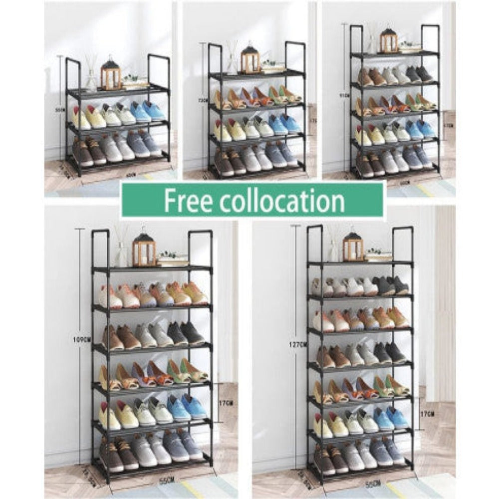 4-Tier Stainless Steel Shoe Rack Storage Organizer to Hold up to 20 Pairs of Shoes (80cm, Black) 4