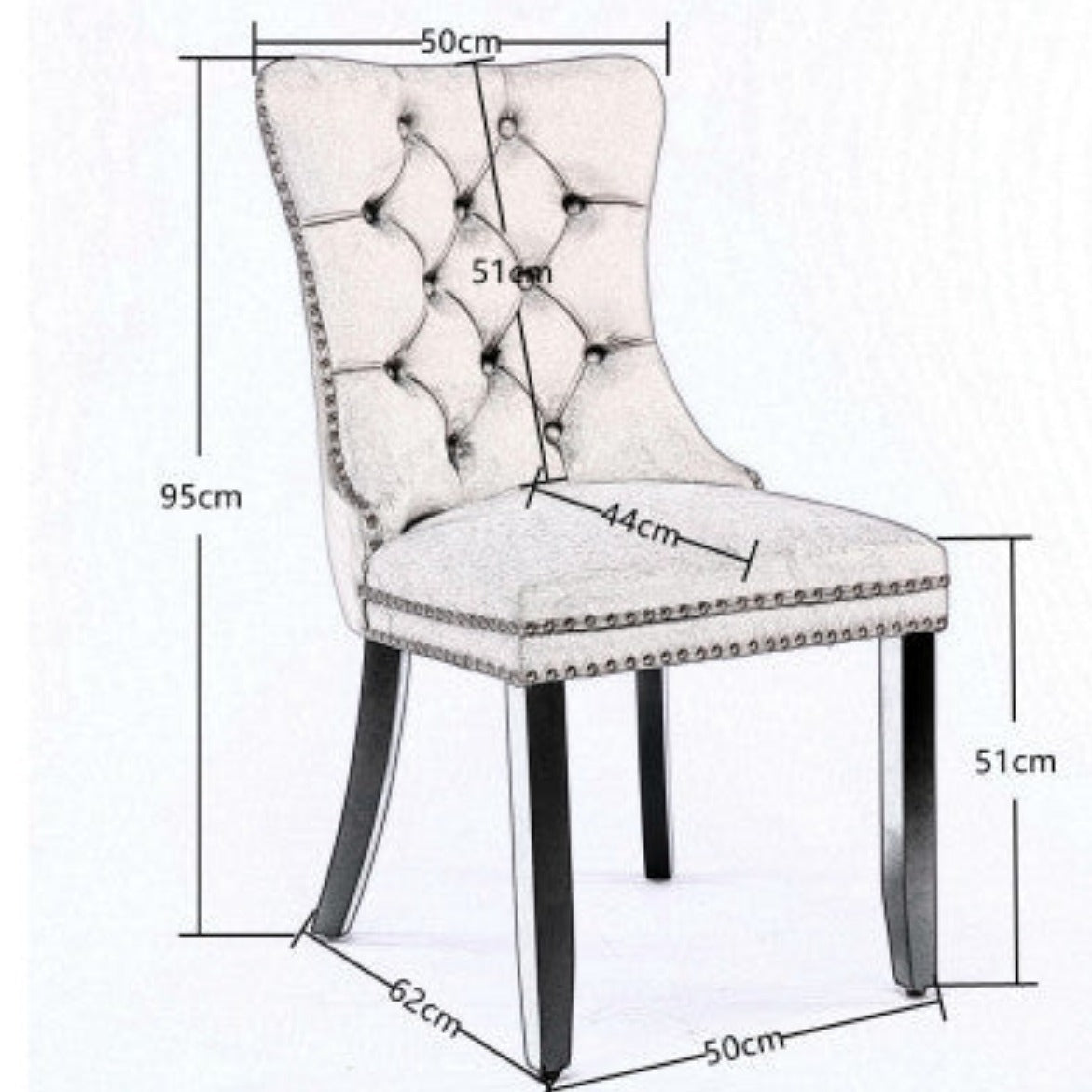 6x Velvet Dining Chairs Upholstered Tufted Kithcen Chair with Solid Wood Legs Stud Trim and Ring-Gray - House of Hyne