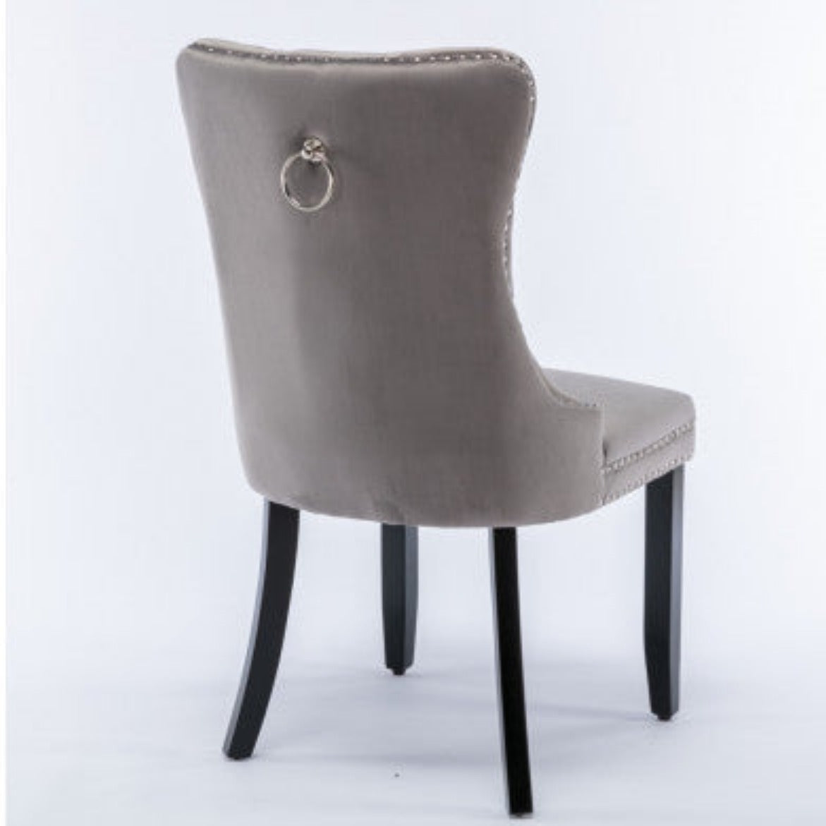 6x Velvet Dining Chairs Upholstered Tufted Kithcen Chair with Solid Wood Legs Stud Trim and Ring-Gray - House of Hyne