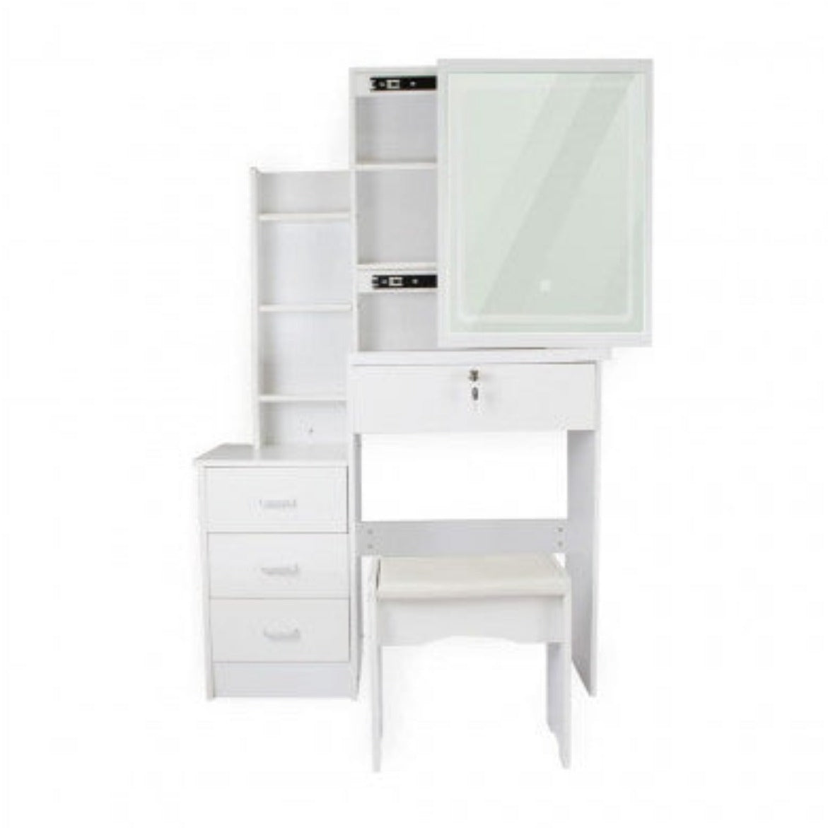 EKKIO Dressing Table White LED Mirror + Stool EK-DT-100-LD 1