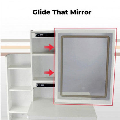 EKKIO Dressing Table White LED Mirror + Stool EK-DT-100-LD 4