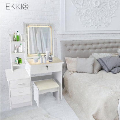 EKKIO Dressing Table White LED Mirror + Stool EK-DT-100-LD 6