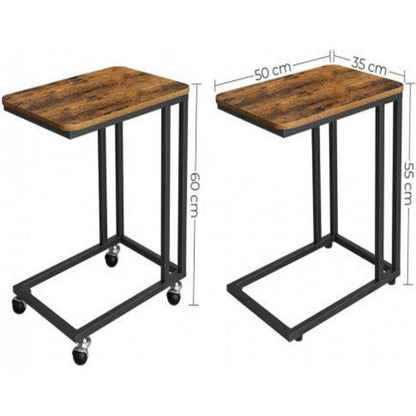 VASAGLE End Table Side Table Coffee Table with Steel Frame and Castors Rustic Brown and Black LNT50X 2