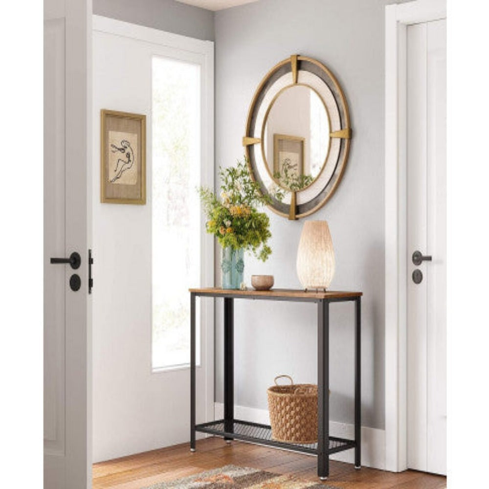 VASAGLE Console Table Rustic Brown and Black LNT80X 4