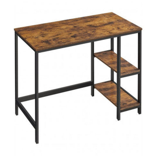 VASAGLE Computer Desk with 2 Shelves Rustic Brown and Black LWD47X 1