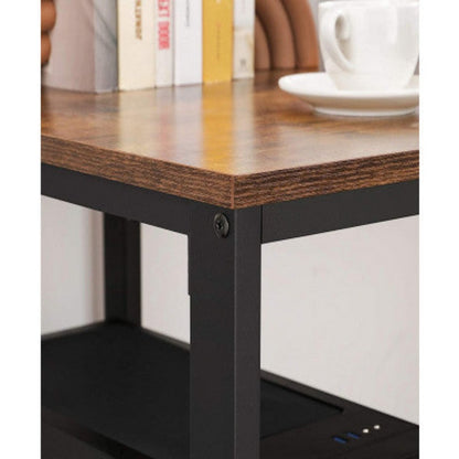 VASAGLE Computer Desk with 2 Shelves Rustic Brown and Black LWD47X 4