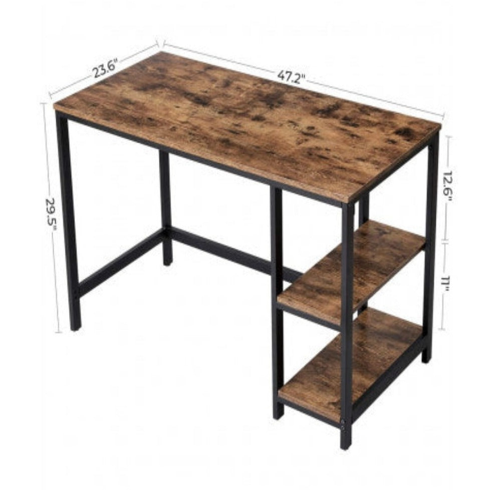 VASAGLE Computer Desk with 2 Shelves Rustic Brown and Black LWD47X 6