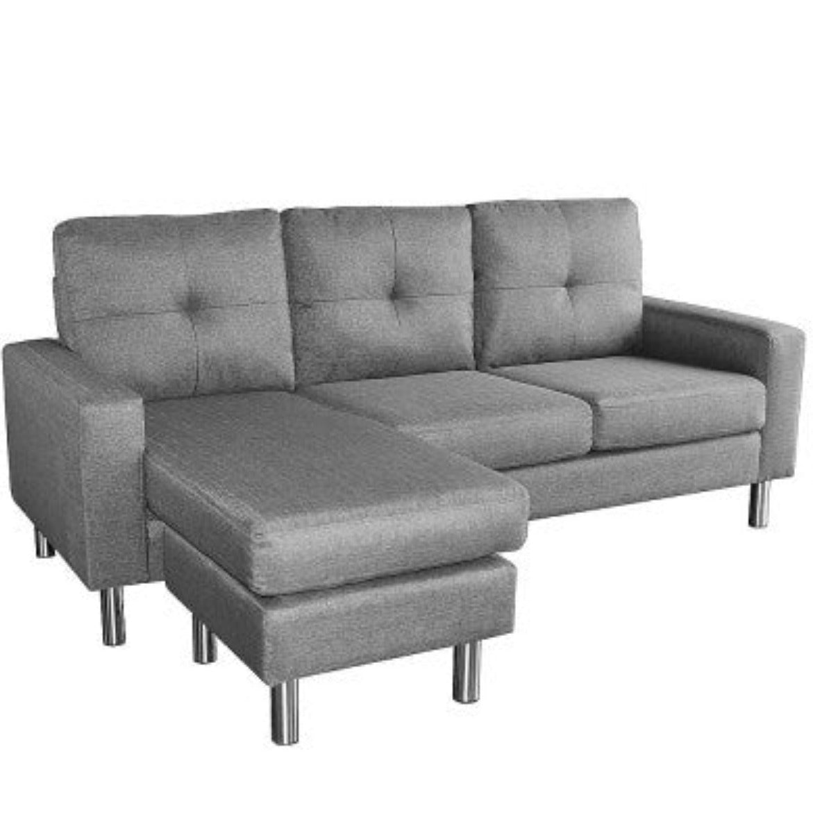 Sarantino Linen Corner Sofa Lounge Couch Modular Furniture L Chair Home Chaise Grey 1