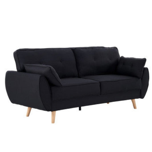 Sarantino 3 Seater Modular Linen Fabric Sofa Bed Couch Futon Suite - Black 1