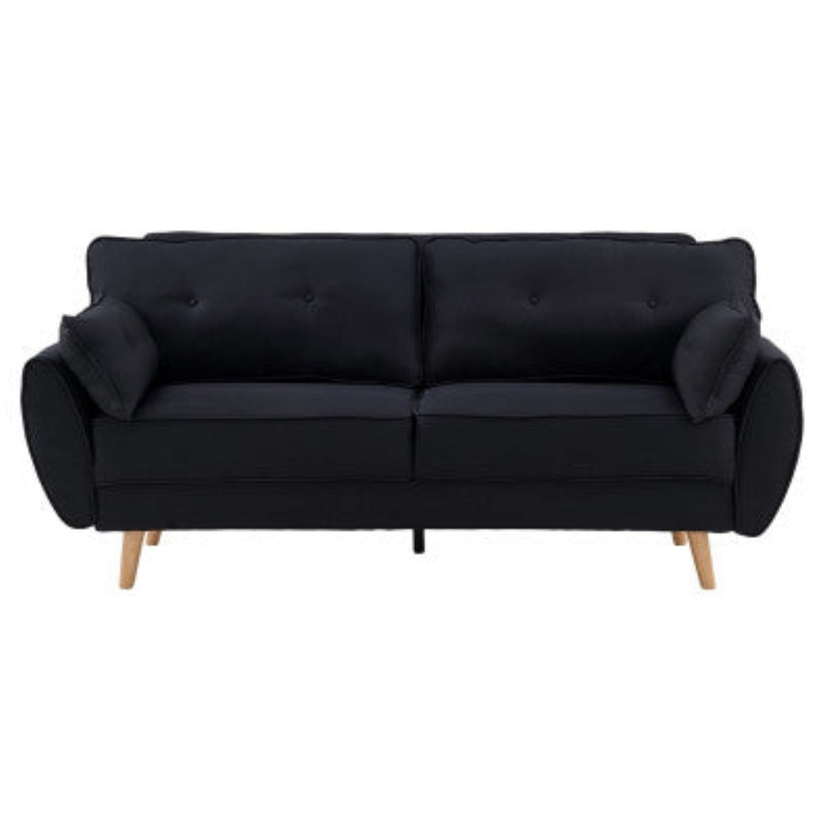 Sarantino 3 Seater Modular Linen Fabric Sofa Bed Couch Futon Suite - Black 3