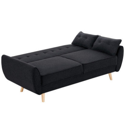 Sarantino 3 Seater Modular Linen Fabric Sofa Bed Couch Futon Suite - Black 4