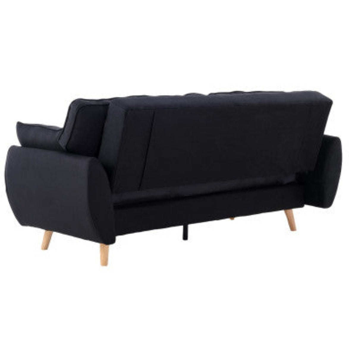 Sarantino 3 Seater Modular Linen Fabric Sofa Bed Couch Futon Suite - Black 7