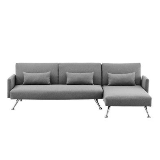 Sarantino Mia 3-Seater Corner Sofa Bed Chaise and Pillows Dark Grey 1