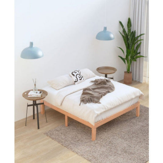 Warm Wooden Natural Bed Base Frame – Queen 1