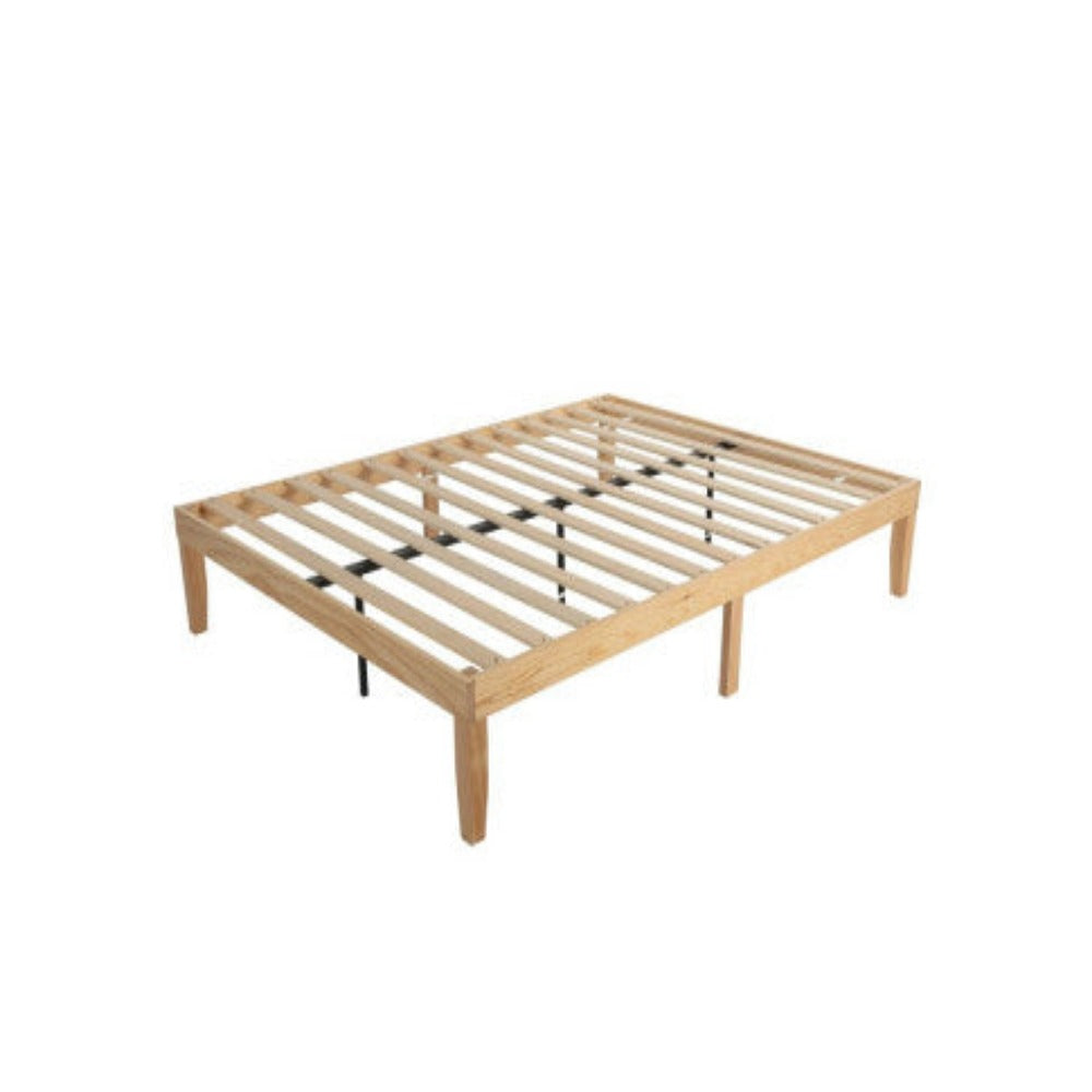 Warm Wooden Natural Bed Base Frame – Queen 2