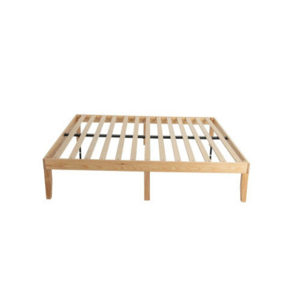 Warm Wooden Natural Bed Base Frame – Queen 4