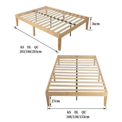 Warm Wooden Natural Bed Base Frame – Queen 6