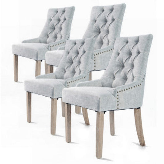 4X French Provincial Dining Chair Oak Leg AMOUR GREY 1