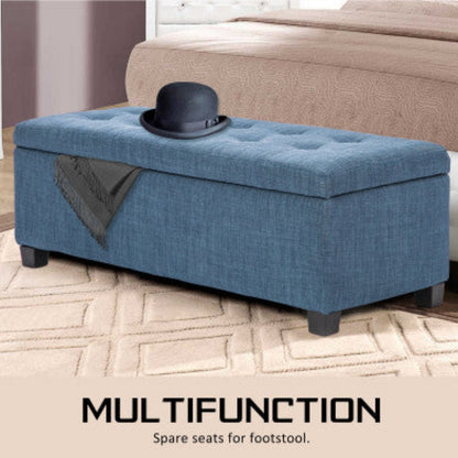 Storage Ottoman Stool 102cm Fabric DARK BLUE 6