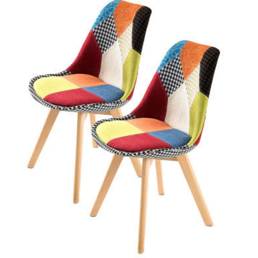 2X Retro Dining Cafe Chair Padded Seat MULTI COLOUR 1