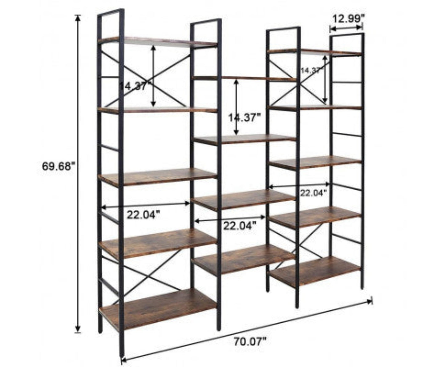 YES4HOMES Industrial Shelf Bookshelf, Vintage Wood and Metal Bookcase Furniture for Home & Office 3