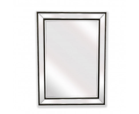 Black Beaded Rectangle Framed Mirror - 110cm